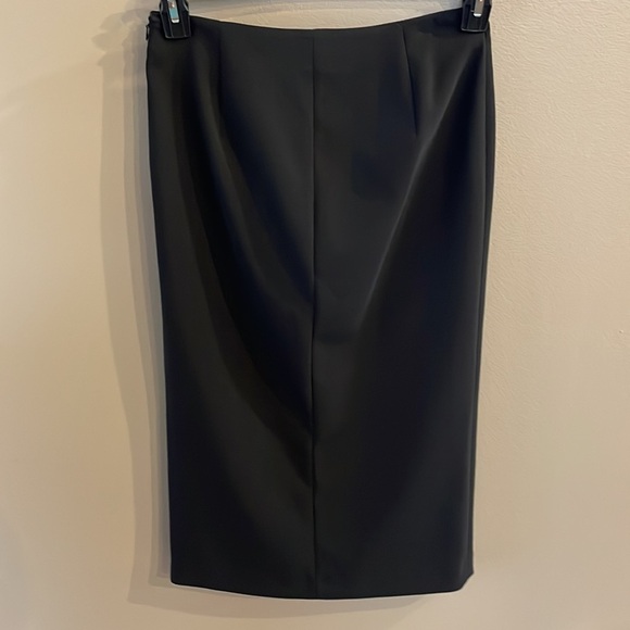 ZARA open slit ruffle front midi pencil skirt side zipper black NWOT size Small - Picture 6 of 11